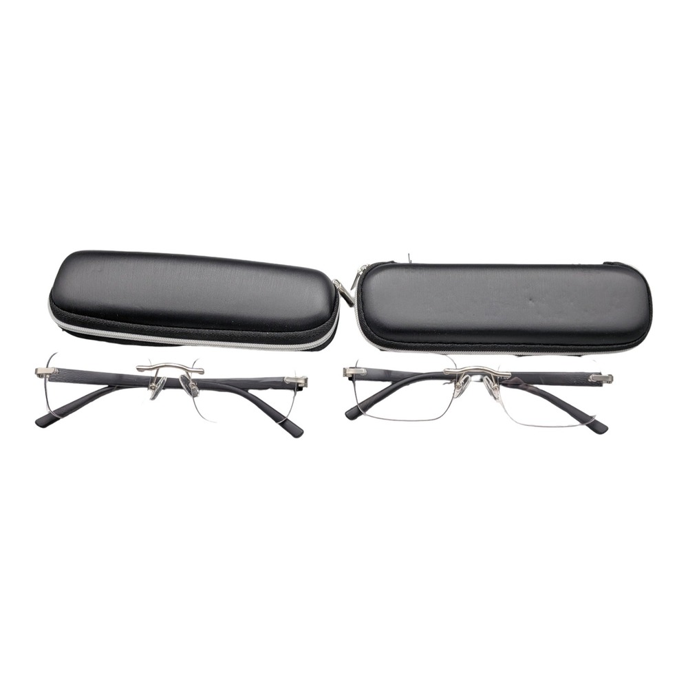 Lot 2x YIMI Rimless Bifocal Reading Glasses Black Silver +1.00 Magnification